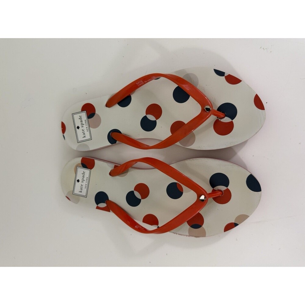 Kate Spade Feldon Flip Flop New in Box Oskar Dot Print Size 10B Red White Black - Picture 12 of 12